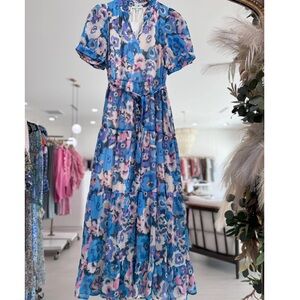 Jade Floral Blue and Pink Maxi Dress